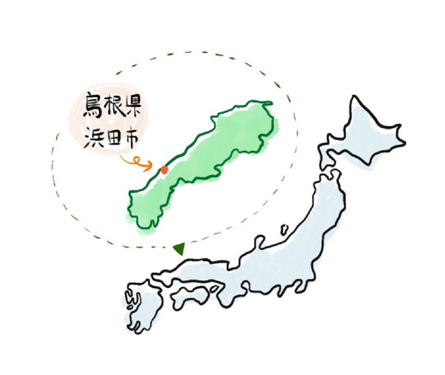 島根県浜田市の位置を示す地図