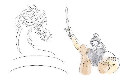 石見神楽の面をイメージしたイラスト