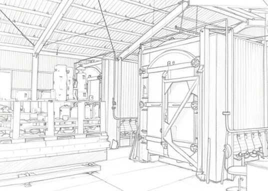 窯で本焼きを行う工程